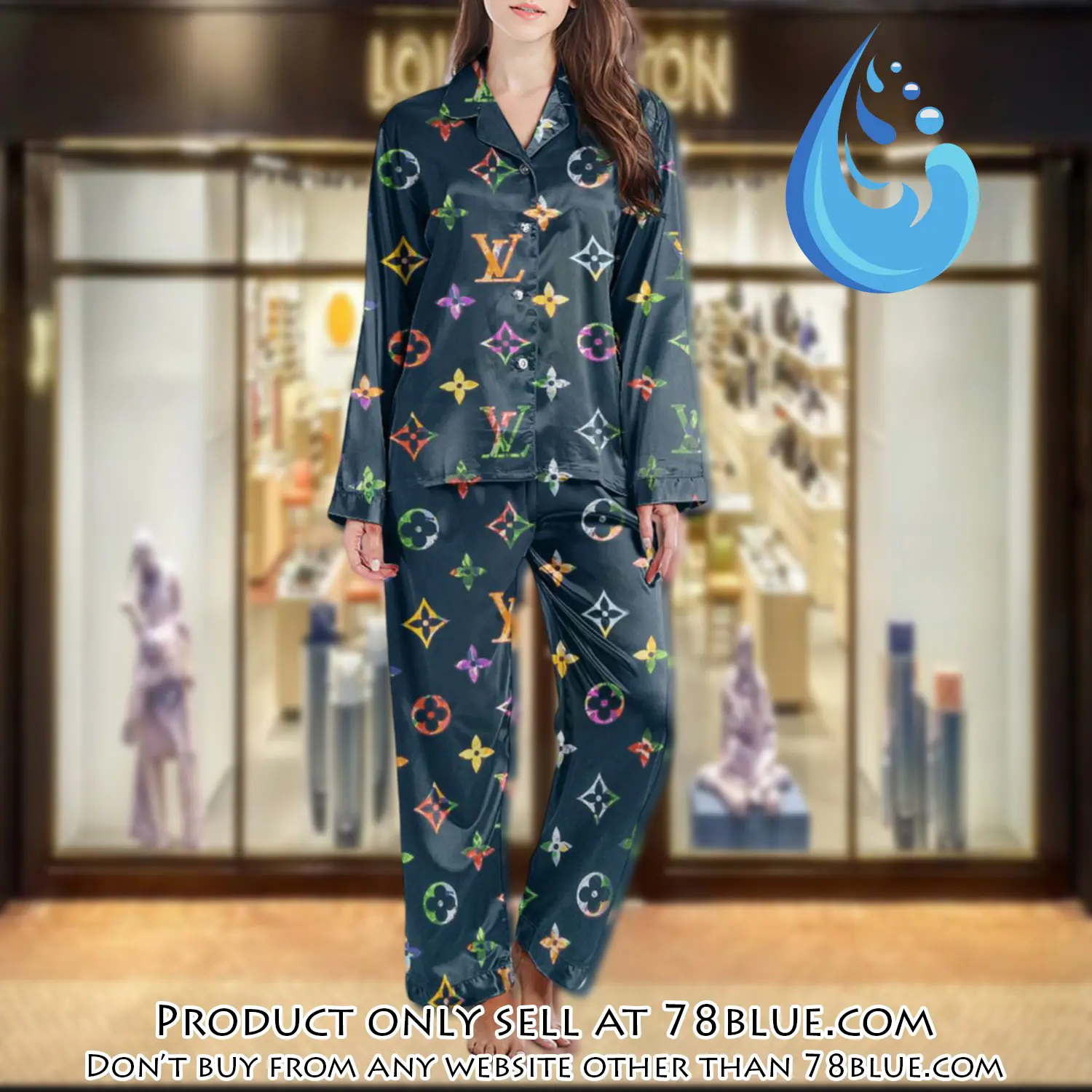 Lv monogram long satin pajama set pjs1012 78b2025616